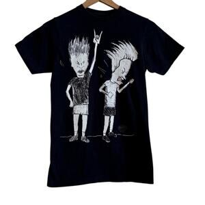 VTG MTV Beavis And Butt-Head T-Shirt Sz S 100% Cotton Mike Judge Cartoon Black
